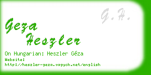 geza heszler business card