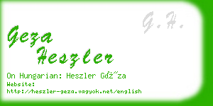 geza heszler business card